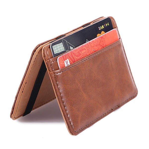 PU Money Card Clip Magic Wallet Casual Clutch Bus Card Bag