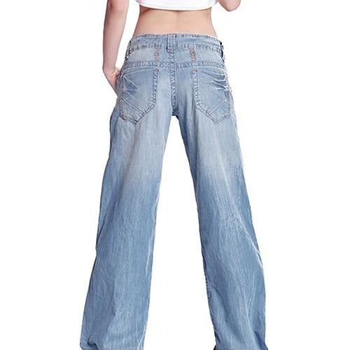 Fashion Slim Temperament Casual Vintage Wide-Legged Jeans