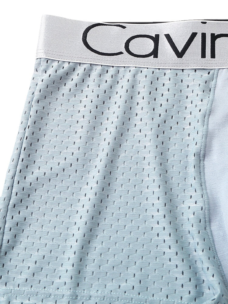 Mens Mesh Modal Breathable Thin Letter Elastic Waist 4Pcs Home Boxers Briefs
