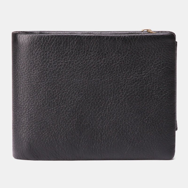 Men Genuine Leather Vinatge RFID Blocking Anti-Theft Wallet Card Holder Zipper Coin Bag