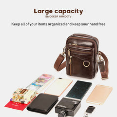 Men Genuine Leather Multifunction Multi-carry 4 Card Slots Crossbody Bag Waist