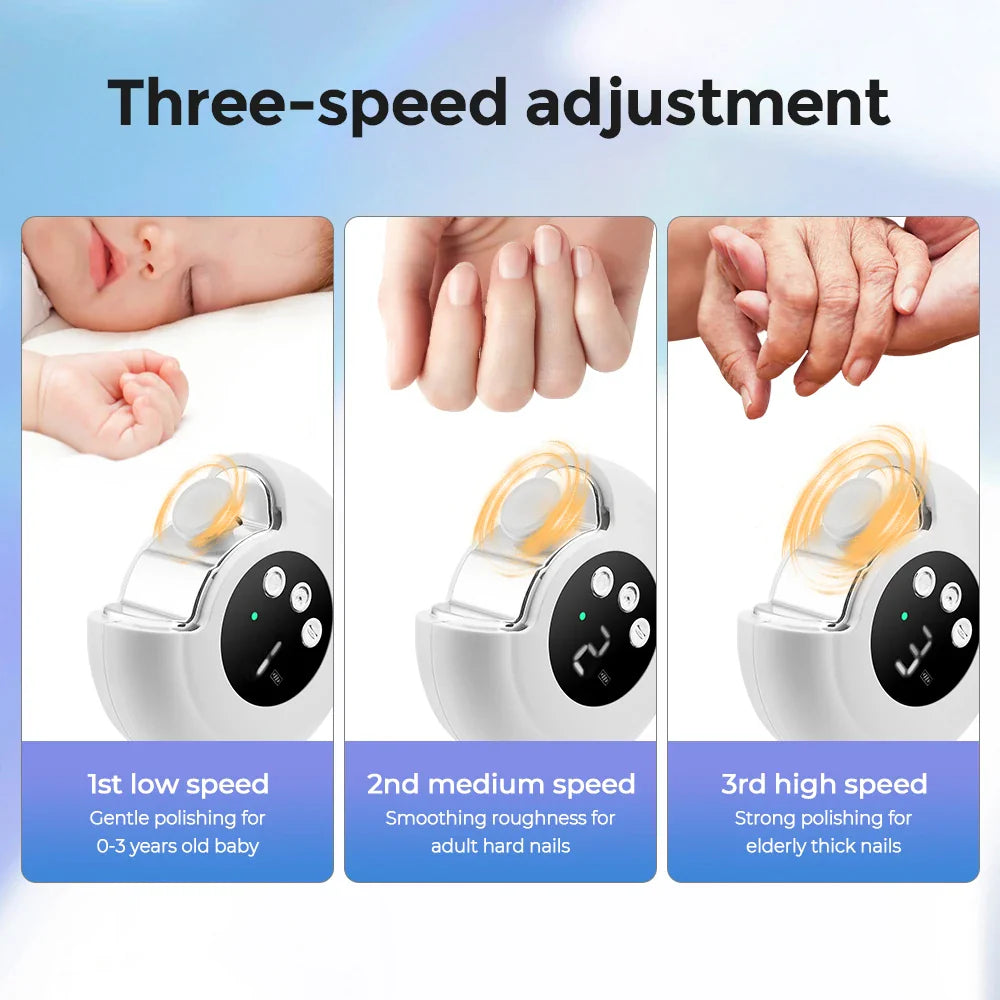 2-in-1 Electric Nail Clippers & Manicure Set, 360° Rotating Trimmer for Baby & Adult Fingers, Toes