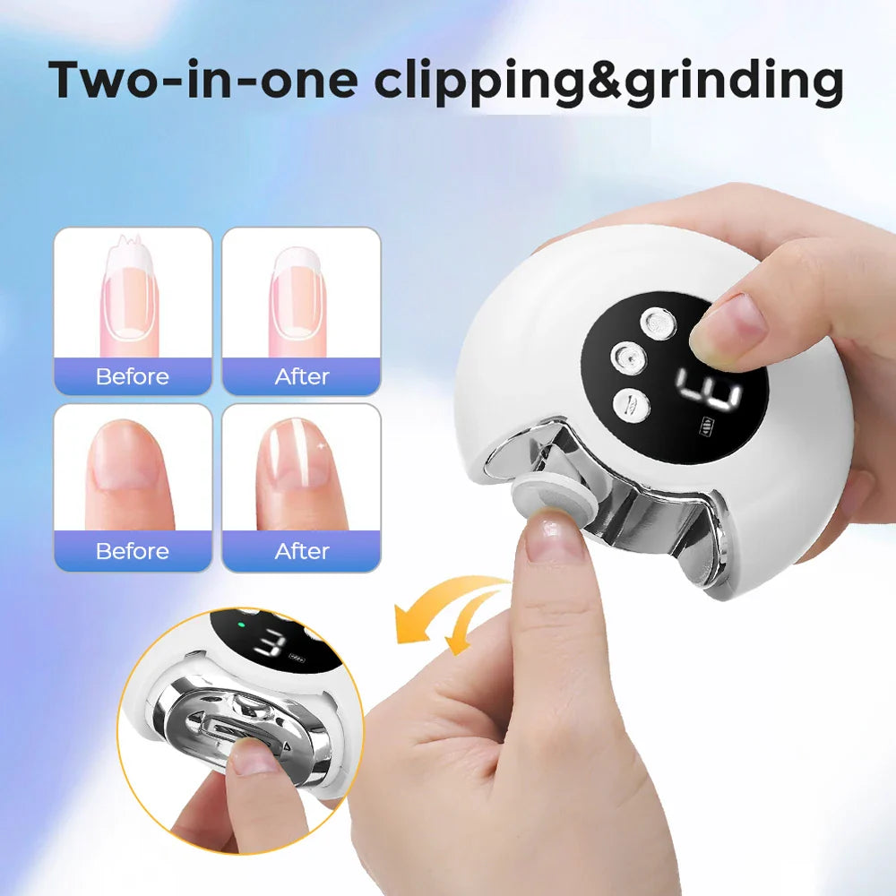 2-in-1 Electric Nail Clippers & Manicure Set, 360° Rotating Trimmer for Baby & Adult Fingers, Toes