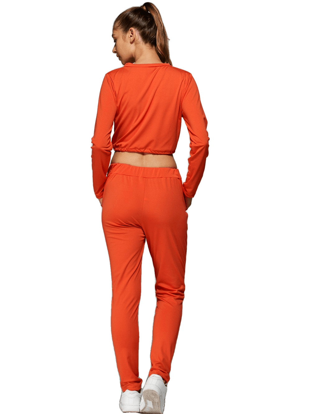 Cropped Sweatshirt And High Waisted Ripped Pants - Sheseelady