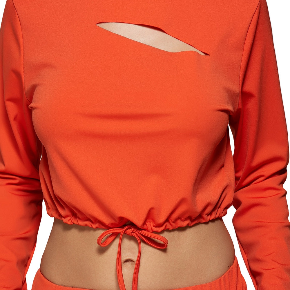 Cropped Sweatshirt And High Waisted Ripped Pants - Sheseelady