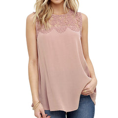 Office Floral Lace Chiffon Blouse Shirt Sleeveless Top Blouses