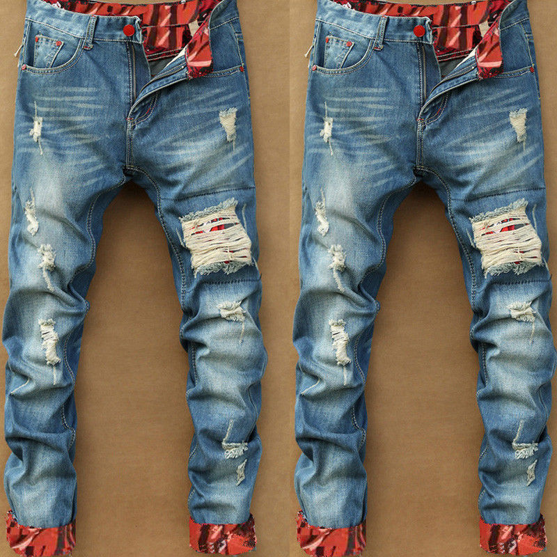 Autumn New Retro Hole Jeans Cotton Denim Trouseplus Size - Sheseelady