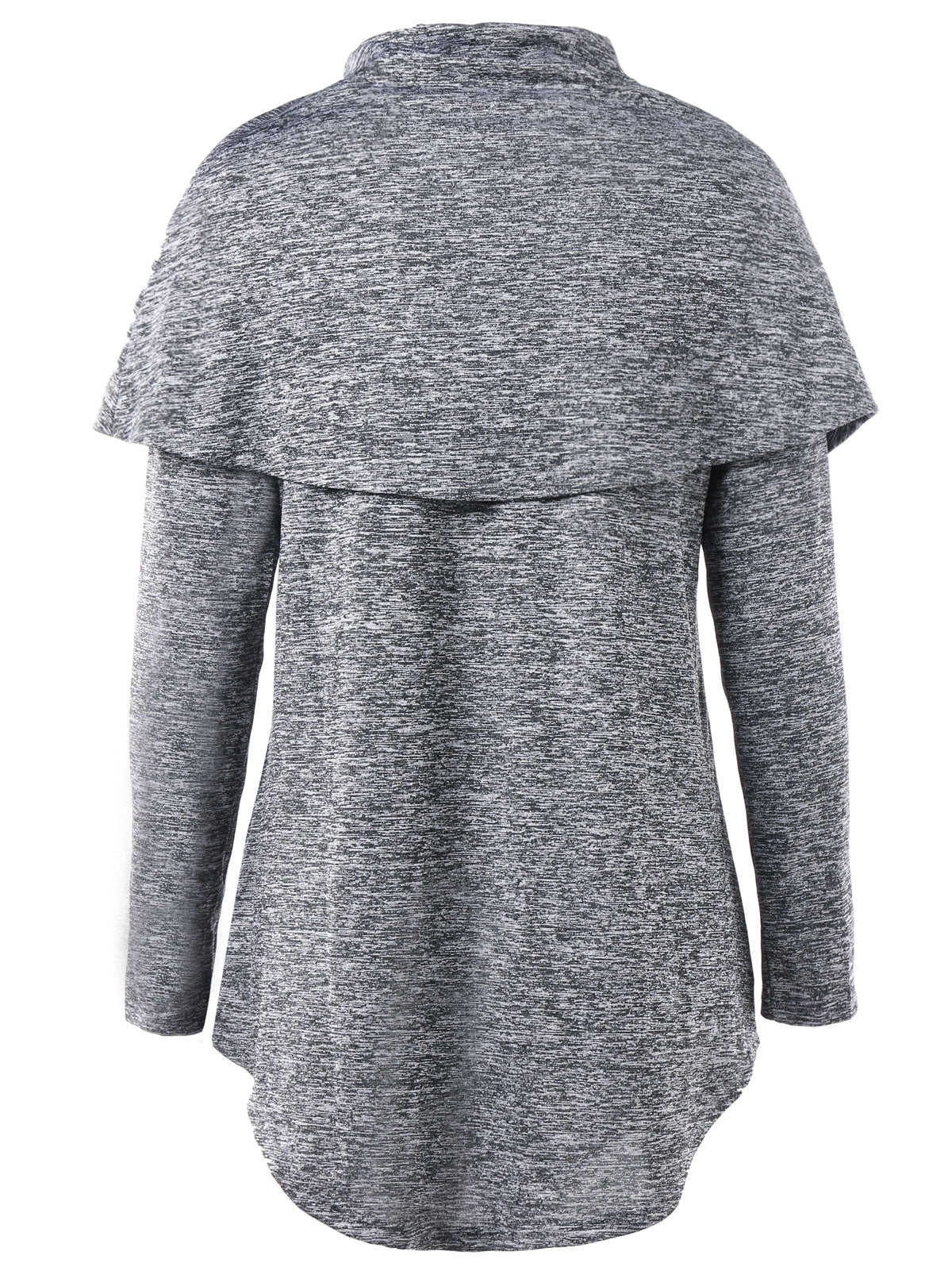 Long Sleeve Marled Button Capelet T-shirt