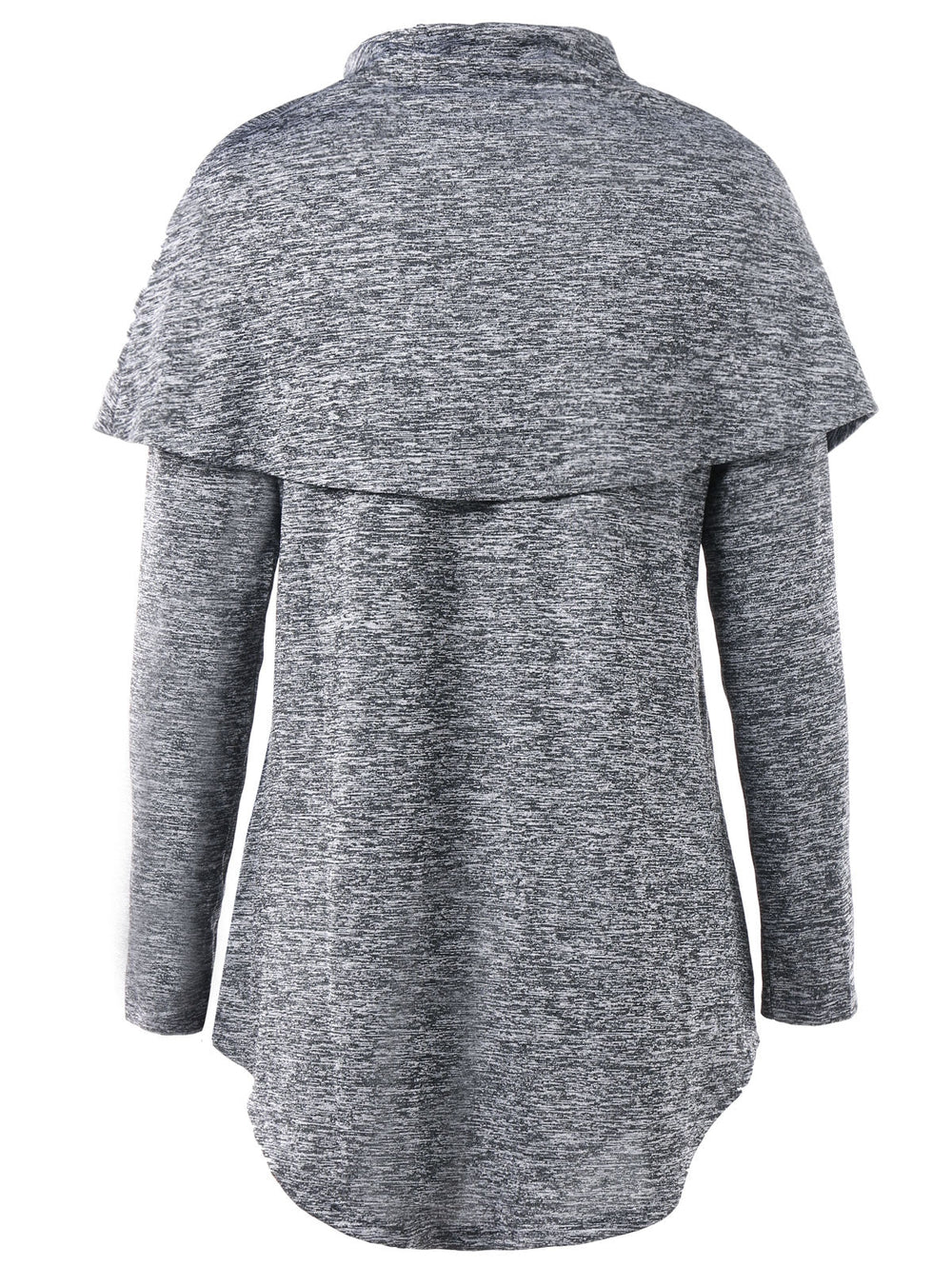 Long Sleeve Marled Button Capelet T-shirt