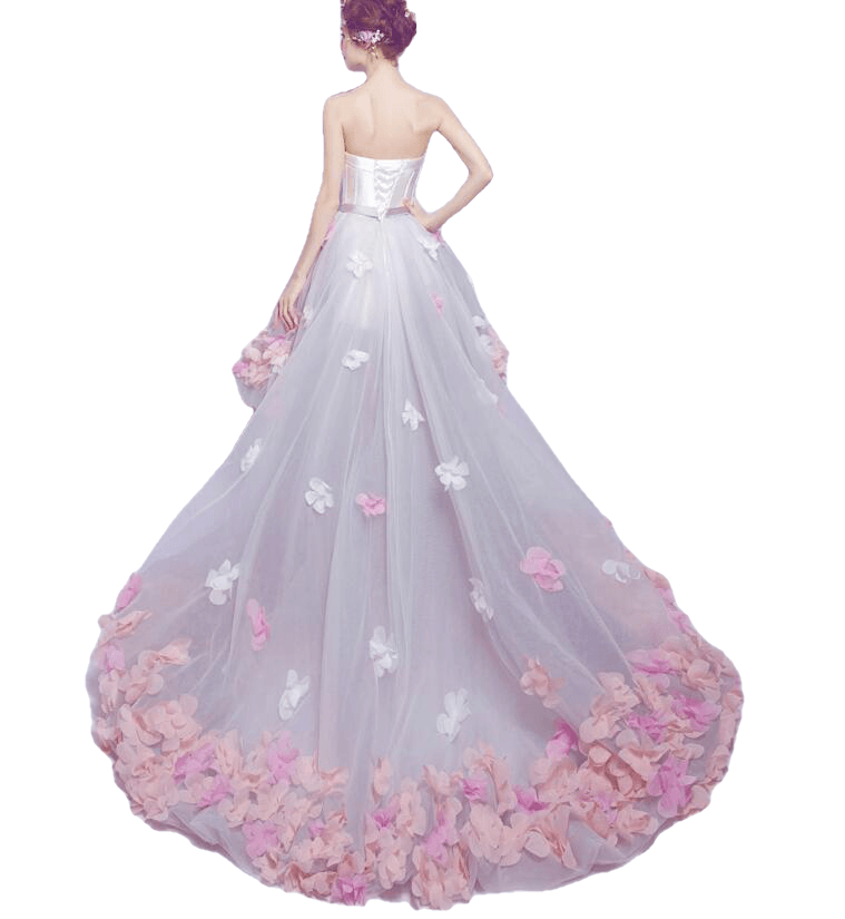 Elegant Ladies' Floral Print Sleeveless Backless Evening Gown With Long Back Hem