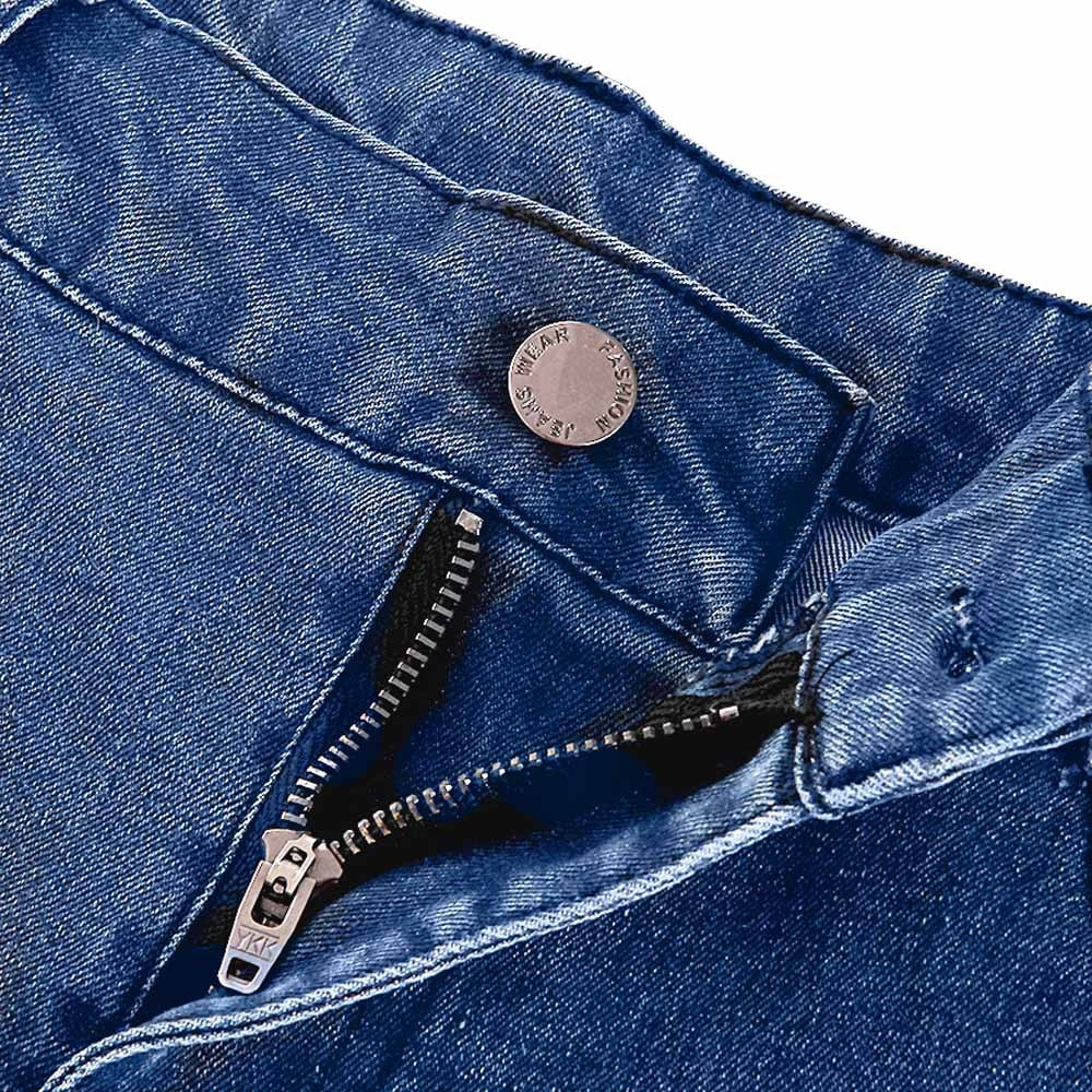 Female Hole Mid Waist Stretch Slim Flare Jeans - Sheseelady