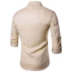Mandarin Collar Breathable Comfy Style Dress Shirts