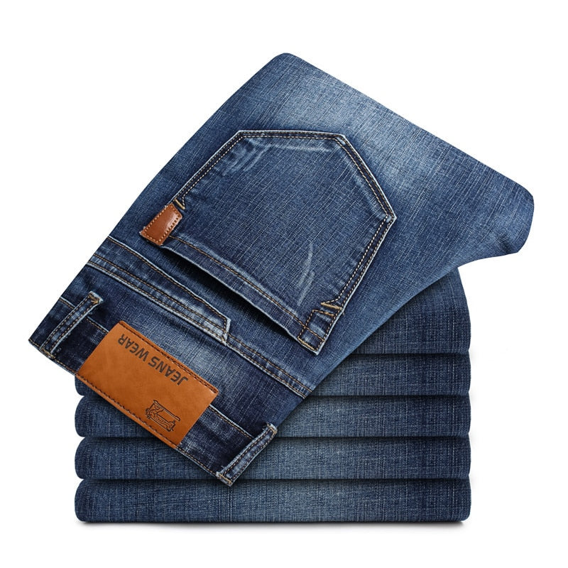 Casual Black Blue Slim Stretch Classic Denim Jeans - Sheseelady