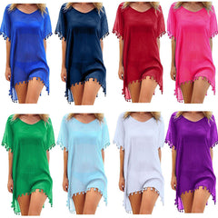 Summer Stylish Ladies' Bikini Cover-ups With Tassel For Beach