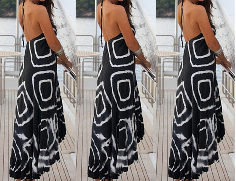 Halter Beach Long Dress Sundress Cover Up - Sheseelady