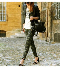 Chic Camo Army Green Skinny Jeans - Sheseelady