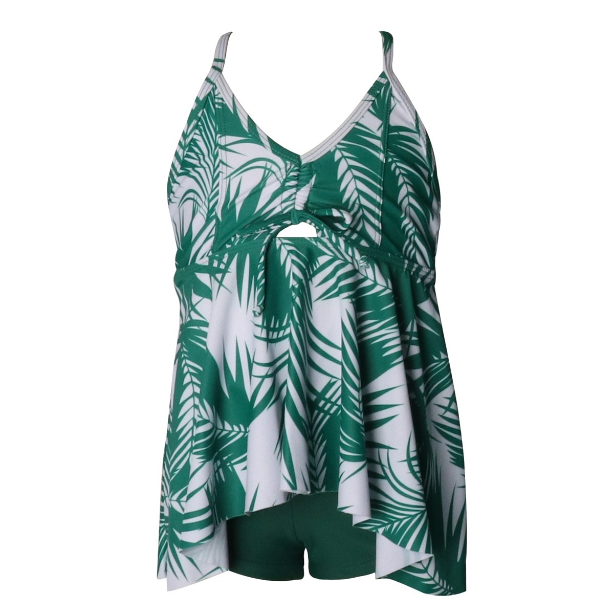 Stylish Girls' Sleeveless Floral Print Swimsuit Two Pieces