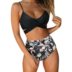 Hot Women's High Waist Push Up Bikini With Floral Print