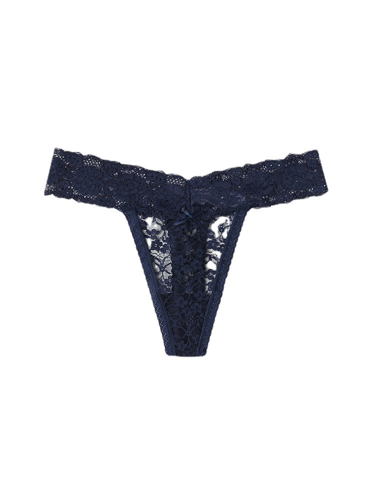 Plus Size Women Lace Solid Color Thong Low Rise Underwear