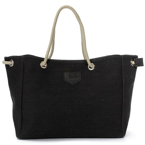 Women Canvas Rope Tote Casual Shoulder Bags Capacity Shopping Bags