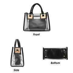 Women Fashion 2PCS Handbag Transparent Bag For Outdoor Date