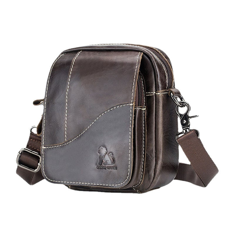 Men Genuine Leather Retro Business Small Cowhide Convertible Shoulder Bag Crossbody Waist