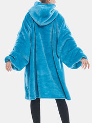 Women Flannel Oversized Kangaroo Pocket Hoodie Blanket Hoodie Home Warm Robes