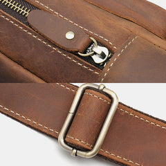 Men Genuine Leather Cowhide Retro Fashion Chest Bag Crossbody Sling