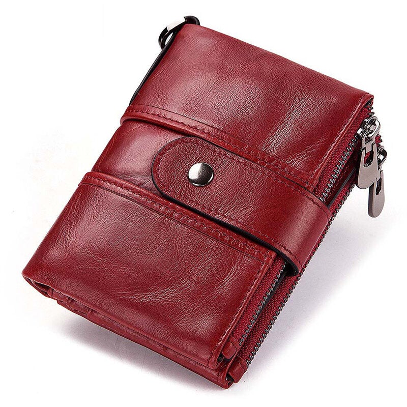 Men RFID Genuine Leather Coin Bag Detachable Card Holder Wallet