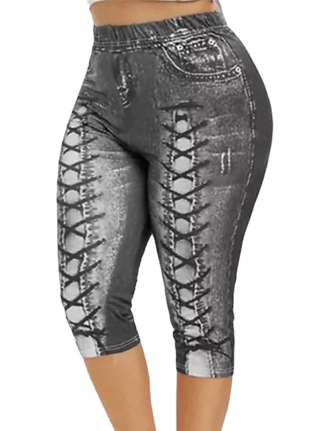 Women's Sexy Yoga Daily Vacation Pocket Print Micro-elastic Gradient Capri Pants