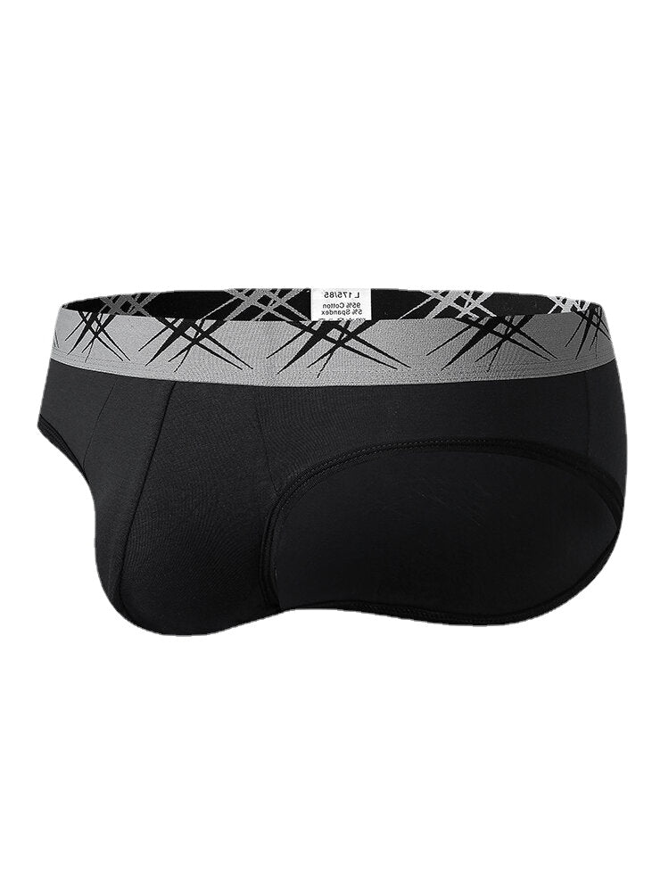 Mens Cotton Solid Color Elastic Mid Waist Breathable Thin Briefs