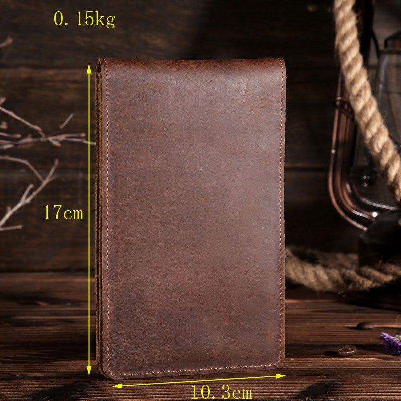 Vinatge Genuine Leather Long Wallet Card Holder Thin Slip For Men