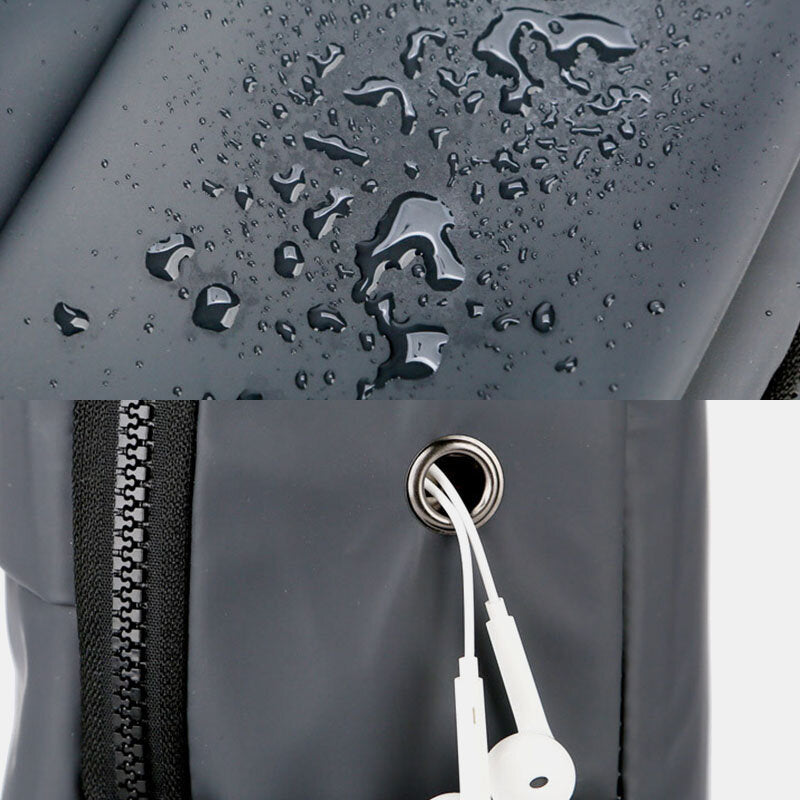 Waterproof Business Casual Solid With Earphone Hole Backpack Crossbody Bag Chest Bag For Male