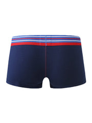 Mens Cotton Breathable Thin Striped Elastic Mid Waist Patchwork Boxers