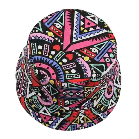 Unisex Canvas Colored Cartoons Geometry Floral Pattern Casual Sunshade Bucket Hat