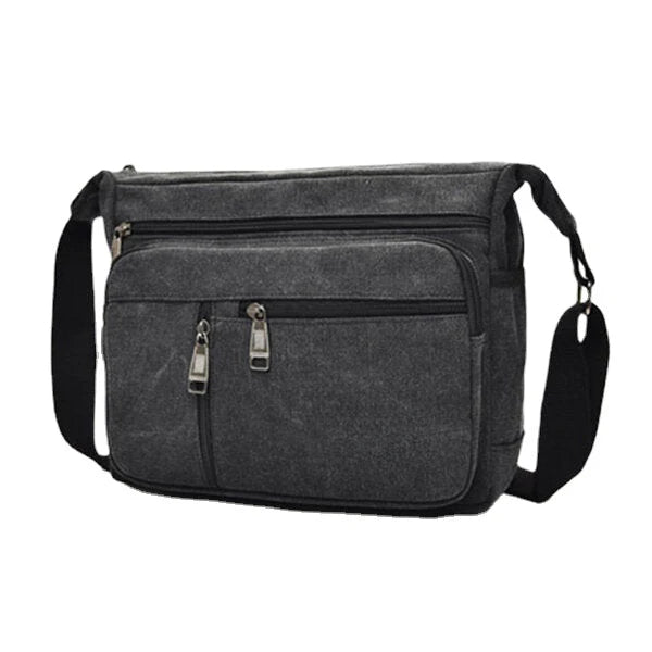 Men's Large Capacity Canvas Crossbody Shoulder Bag - Multi-layer Casual Design