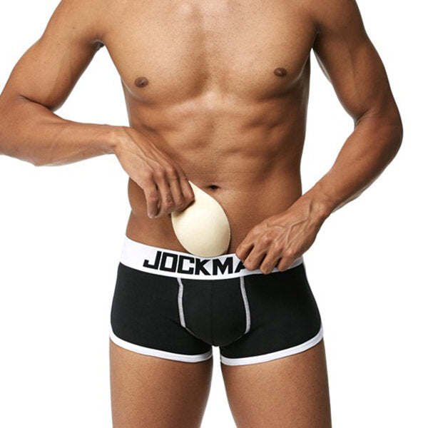 Hip Lifting U Convex Cotton Comfy Boxer Briefs  with Cup Pads for Men