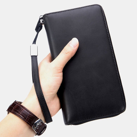Men Women RFID Blocking Genuine Leather Multi-Card Large-Capacity Card Holder New Clutch Zipper Phone Bag