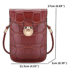 Women Crocodile Shoulder Bags Girls Mini Wallet Functional 6.5 Inch Phone Case