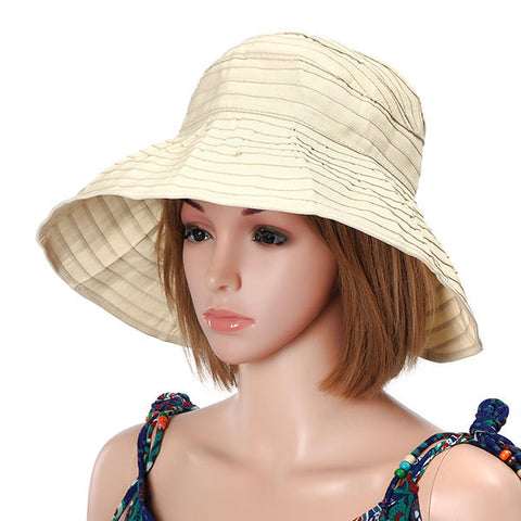Women Foldable Sun Protective Beach Hat Summer Outdoor Gardening Anti-UV Wide Brim Visor Cap