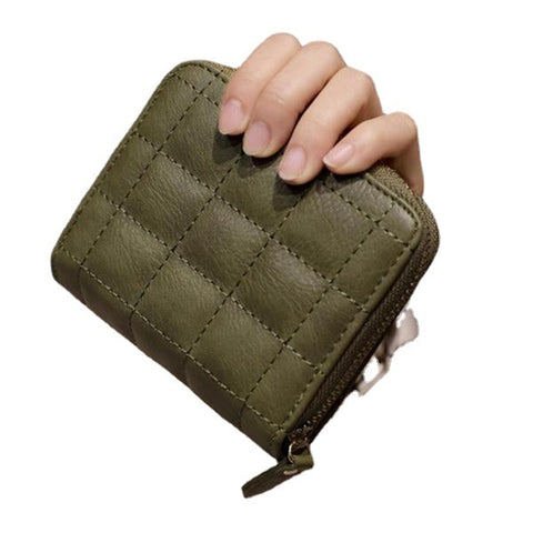 Women Quilted Zipper Short Wallet Girls Cute Mini Purse Card Holder Coin Bags