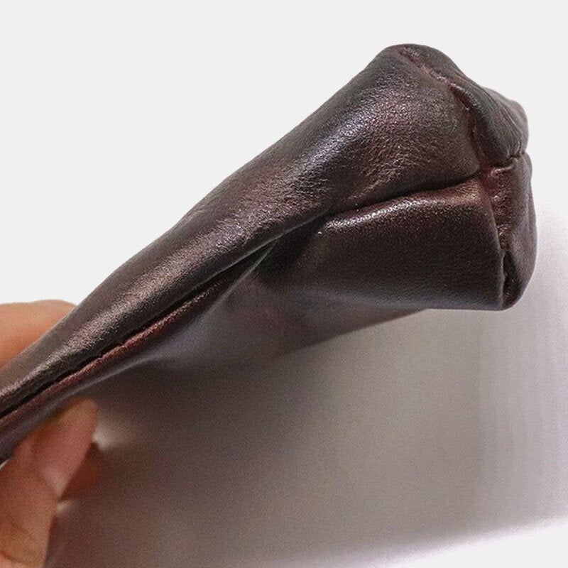 Unisex Vegetable Tanned Leather Wallet  Retro Color Matching Cowhide Coin Purse Card Holder Money Clip