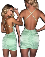 Silky Slim Backless Camisole Dress for Street Style