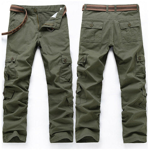 Men's Casual Loose Cargo Pants Solid Color Mulit Pockets Sports Outdoor Trousers