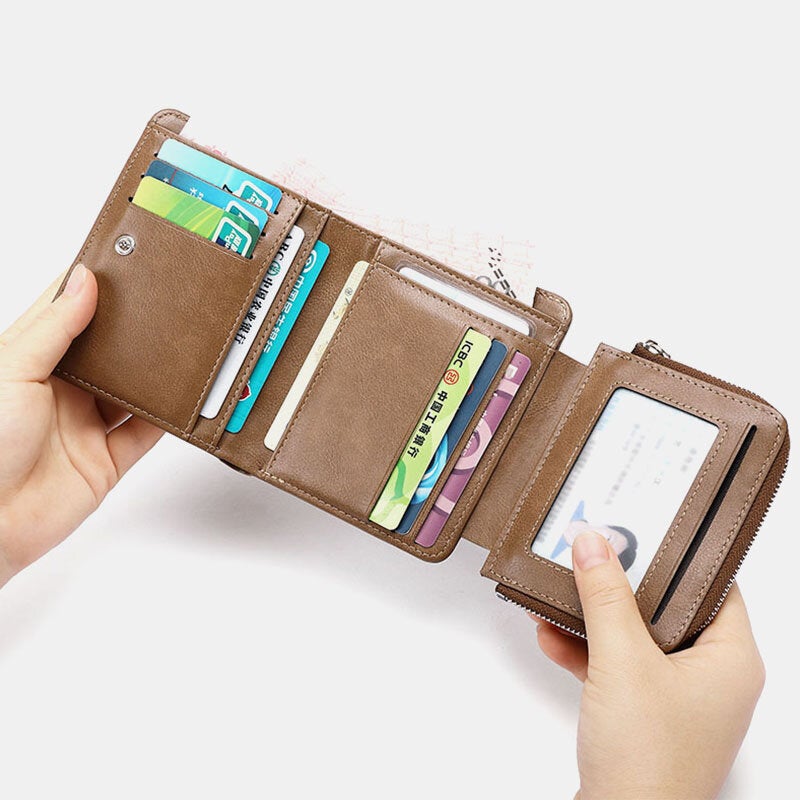 Men Retro Zipper Wallet Card Holder Coin Bag Card Holder