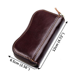 Men Oil Wax Genuine Leather 6 Key Holder Vintage Card Holder Coin Purse