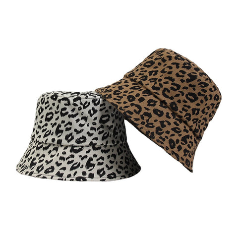 Women Cotton Leopard Pattern Print Fashion All-match Sunscreen Bucket Hat
