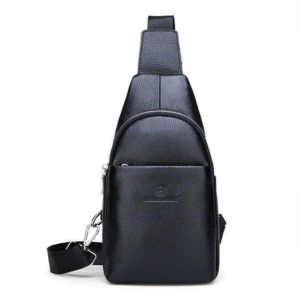 Men Genuine Leather Leisure Crossbody Bag Chest