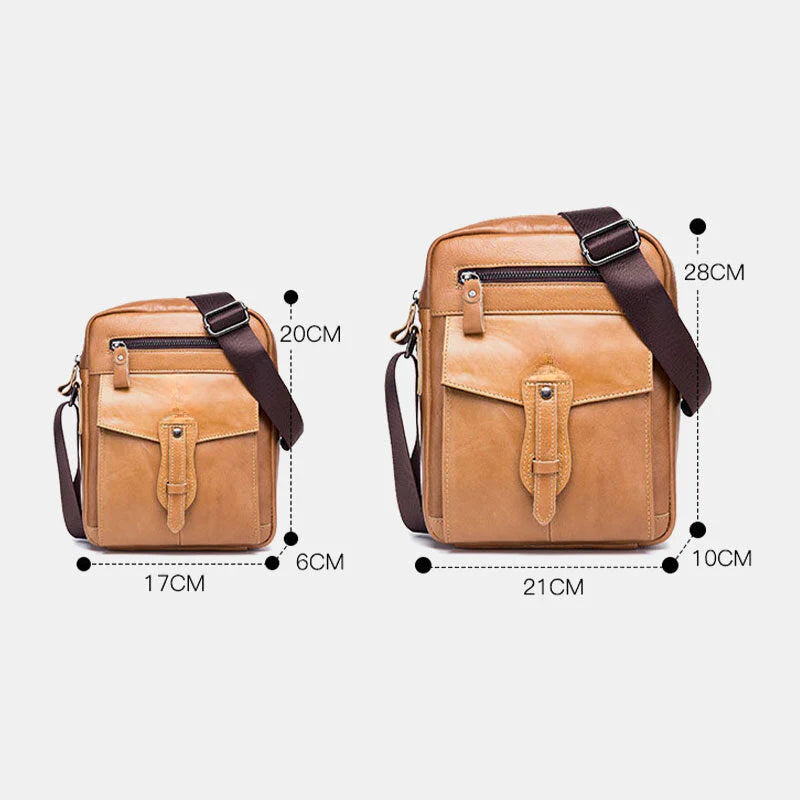 Men's Genuine Leather Retro Business Crossbody Shoulder Bag