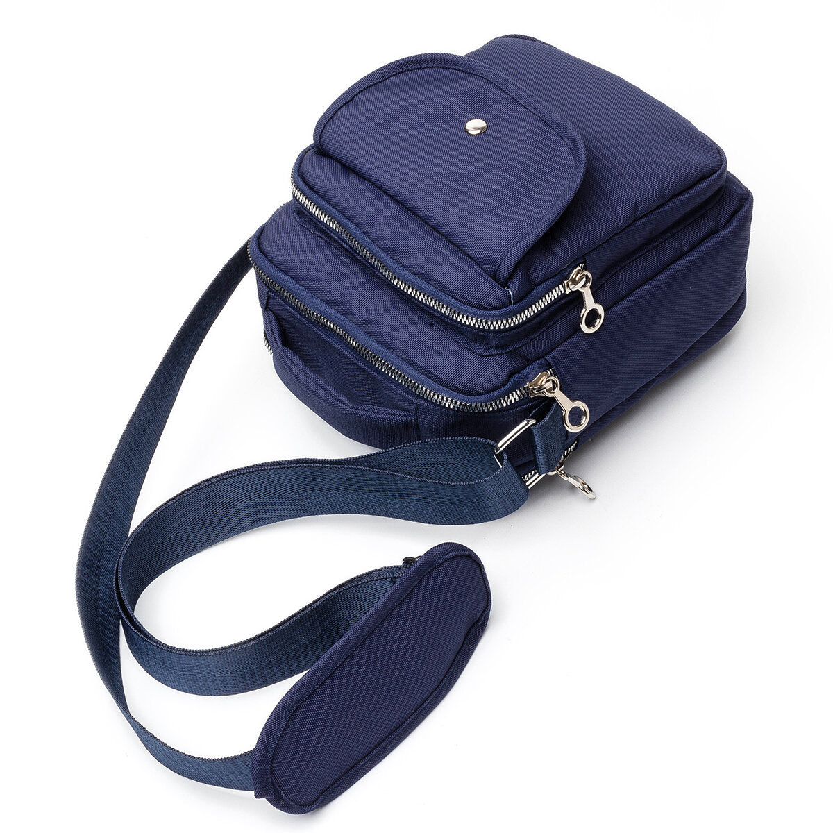 Women Nylon Large Capacity Zipper Crossbody Bag Multi-compartment Shoulder Messenger Bag